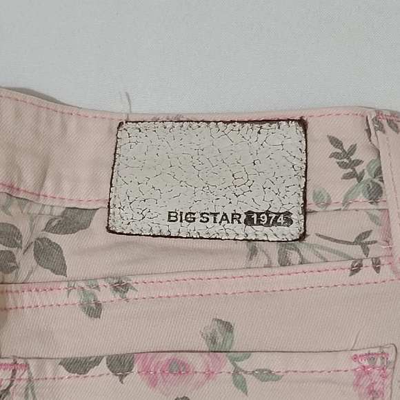 Big Star 1974 Alex Mid Rise Skinny Light Pink Floral Jeans Size 26 - Picture 10 of 12